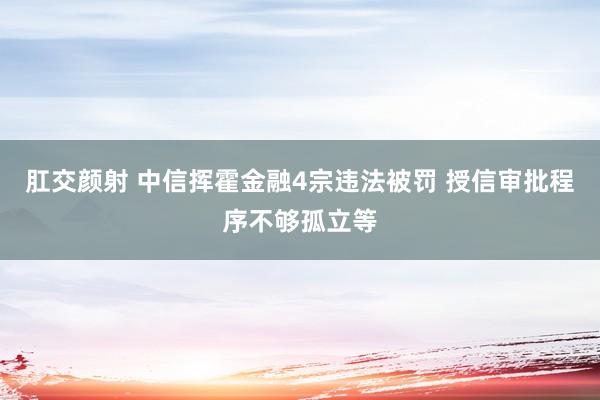 肛交颜射 中信挥霍金融4宗违法被罚 授信审批程序不够孤立等