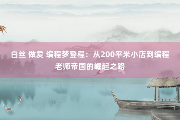 白丝 做爱 编程梦登程：从200平米小店到编程老师帝国的崛起之路