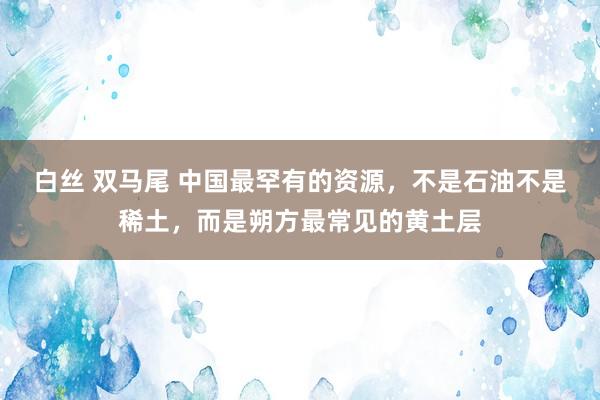 白丝 双马尾 中国最罕有的资源，不是石油不是稀土，而是朔方最常见的黄土层